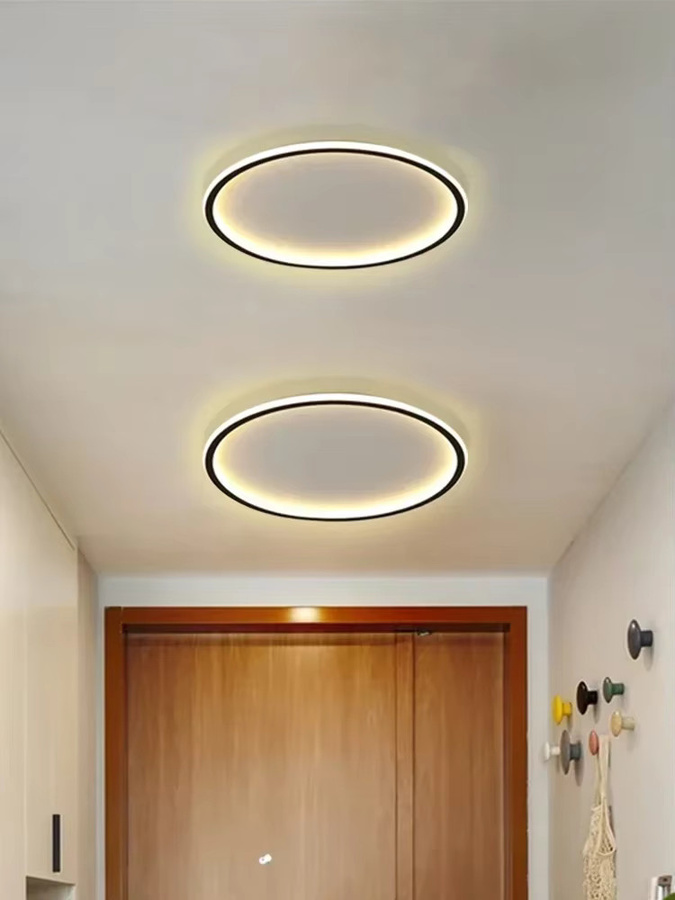Sanoni LED-Deckenleuchte im nordischen minimalistischen Design, kreisförmige Deckenlampe mit Fernbedienung für Wohnzimmer, Schlafzimmer und Flur, Weiß oder Schwarz - Bild 1