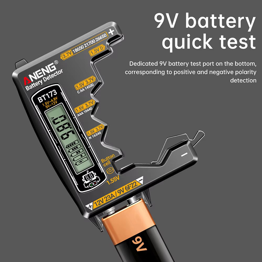 ANENG BT173 Batterie-Gesundheitstester und Universalspannungsdetektor in Schwarz zur Kapazitätsprüfung von 18650 Lithium-Akkus - Bild 2