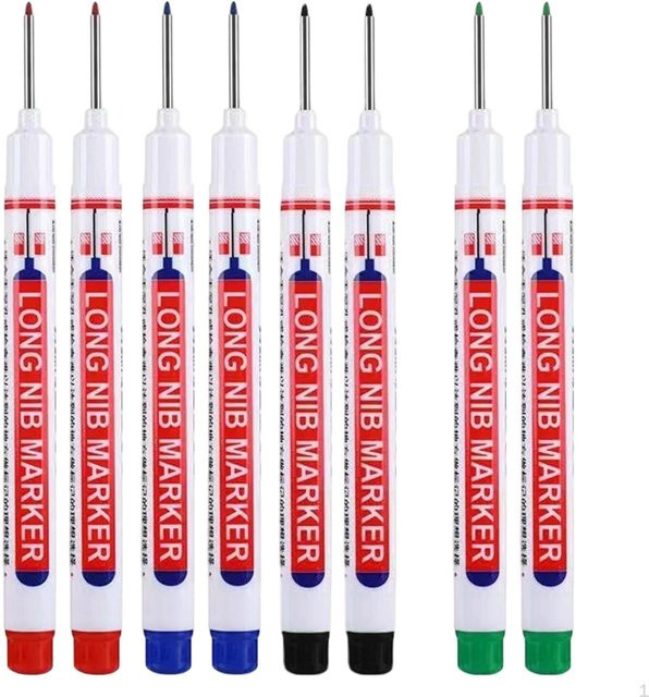 Dewdroop Tieflochmarker Set mit Langspitzen für die Baustelle, 16 Stück, Permanent Marker in Rot und Weiß - Bild 1