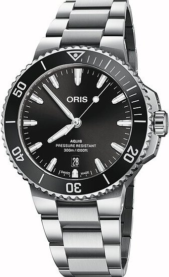 Oris Armbanduhr Aquis Date, Automatik, Edelstahl, Schwarz, 41,5 mm, Herren - Bild 1