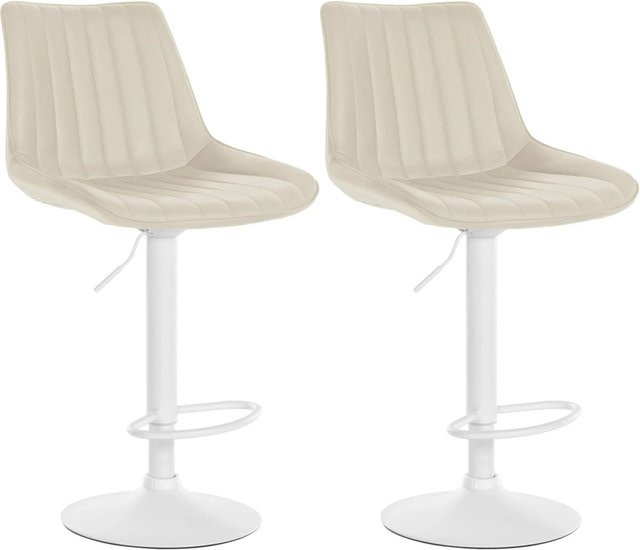 DELUKE Barhocker RIO 2er Set aus Kunstleder in Creme Weiß mit Lehne und 360 Grad Drehsitz - Bild 1
