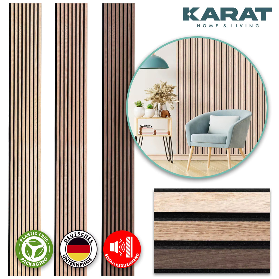 FLOORDIREKT Akustikpaneele in Black Walnut mit Echtholzfurnier und Lamellenstruktur, Farbe: Schwarz/Braun - Bild 4