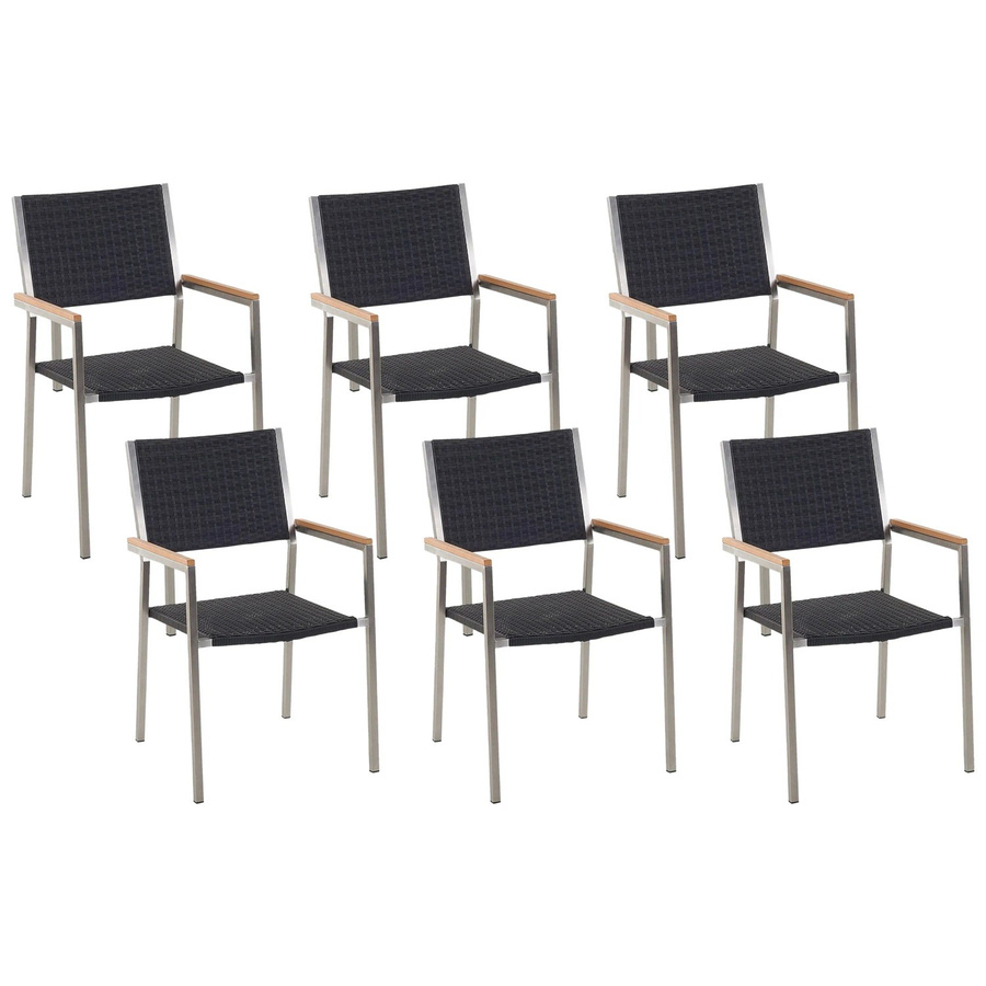 Beliani Esszimmerstuhl in Schwarz und Silber mit Rattan-Design und Metallgestell, B/T/H: 58 x 55 x 87 cm - Bild 2