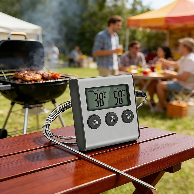 Digitales Grillthermometer mit Timer und Display von zxyouping für Küche und BBQ - Bild 1