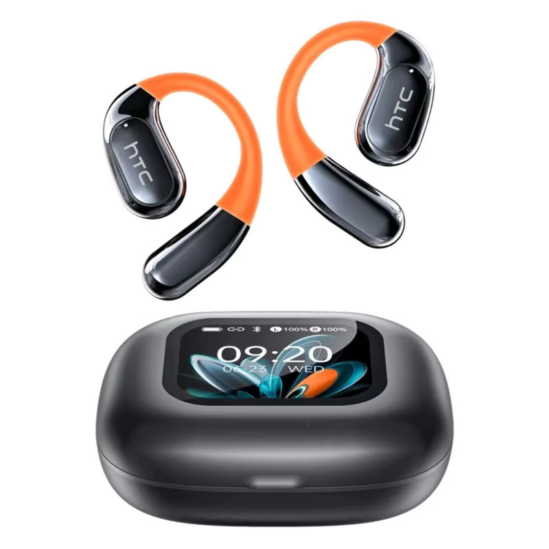 HTC NE27 Bluetooth Kabelloses Headset mit KI Echtzeit-Sprachübersetzer, In-Ear Ohrhörer mit Touch-LCD-Display und ENC, Schwarz - Bild 6