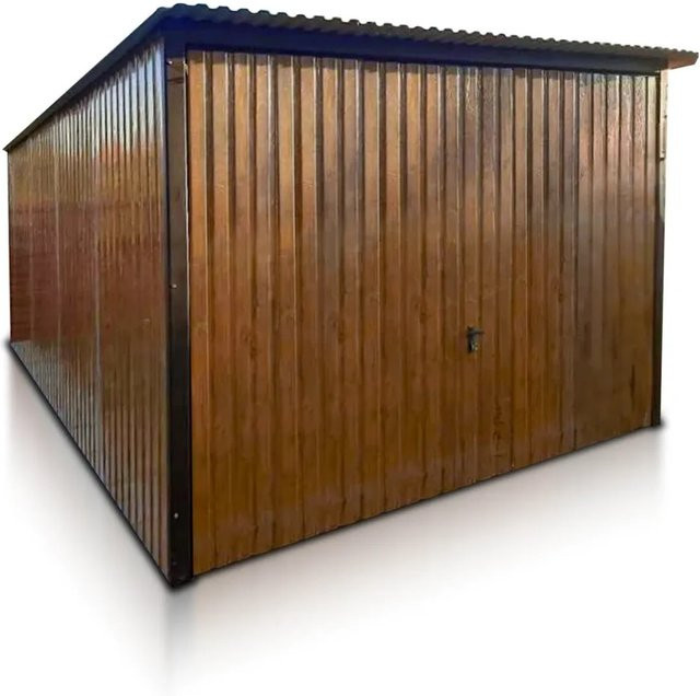 Liderstal Gerätehaus Premium aus Blech in Holzoptik Goldene Eiche mit Pultdach, B/T/H: 500 x 300 x 213 cm - Bild 1