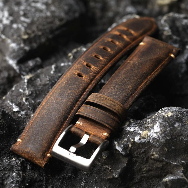 Raystray Uhrenarmband Rindsleder, braun, Vintage, Herren - Bild 1
