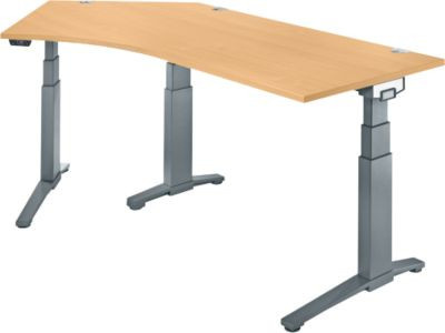 Schäfer Shop Genius Schreibtisch ERGOSTYLE S, elektrisch höhenverstellbarer Eckschreibtisch mit 135 Grad Winkel, Buche/Anthrazit, B: 216,5 cm, T: 80 cm, H: 64,5-130,5 cm - Bild 1