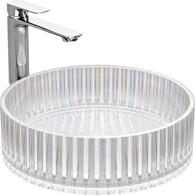 Emke Aufsatzwaschbecken aus Glas in Regenbogen-Optik, rund, B/T/H: 40 x 40 x 12 cm - Bild 1
