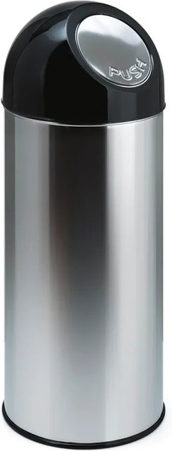 PROREGAL Klassischer Abfallbehälter mit Pushdeckel aus Edelstahl in Silber, H x B x T: 84 x 31 x 31 cm, 55 Liter - Bild 1