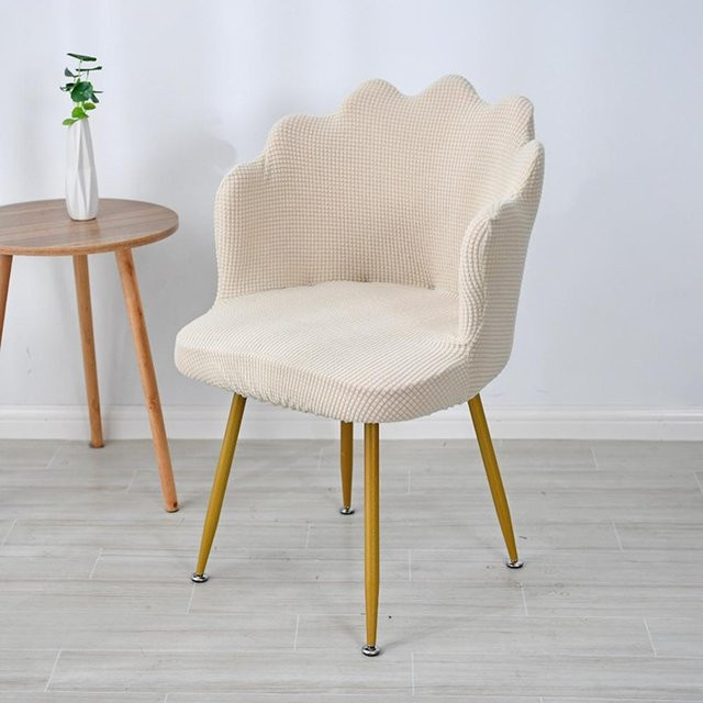 Chic Interiors Elastische Blütenblatt-Stuhlhusse aus Polarfleece in Beige, Rutschfest und Staubdicht - Bild 1