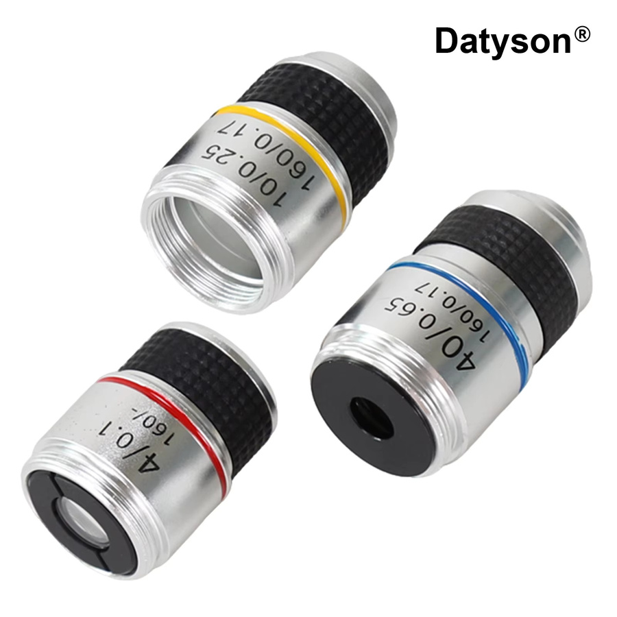 Datyson Mikroskop-Objektivsatz aus Aluminiumlegierung mit RMS-Gewinde, 4X, 10X, 40X, Silber - Bild 3