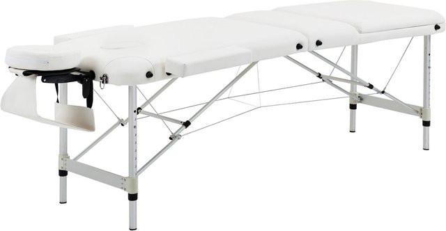 HOMCOM klappbare Massageliege höhenverstellbar mit Kopfkissen für Salon & Spa, Weiß, B: 215 cm, T: 60 cm, H: 61-84 cm - Bild 1