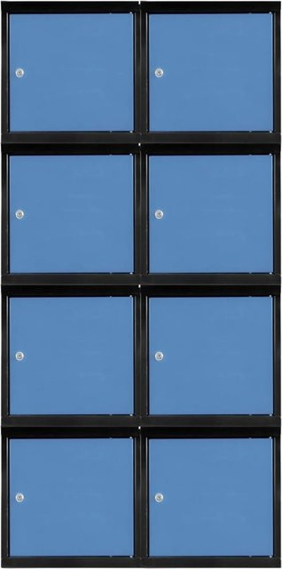 PROREGAL Blocky Schließfachwürfel Set aus 8 Einheiten mit Zylinderschloss und 2 Schlüsseln, Anthrazit-Blau, B/T/H: 40 x 40 x 40 cm - Bild 1