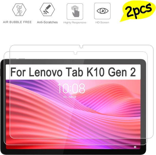 2 Stück Displayschutzfolie aus gehärtetem Glas für Lenovo Tab K10 Gen 2, 10.1 Zoll, transparent, 9H Härte - Bild 1