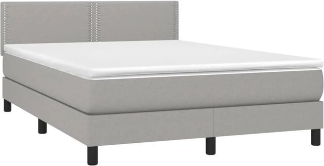 vidaXL Boxspringbett Hybrid mit Matratze und LED-Unterbettbeleuchtung in Hellgrau, B/T/H: 140 x 190 cm - Bild 1