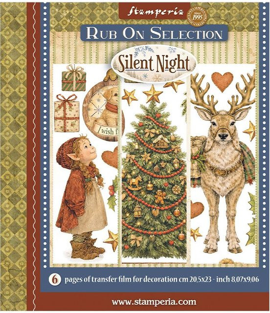 Stamperia XL Rub On Sortiment Silent Night in Multicolor für winterliche Weihnachtsdekoration - Bild 1