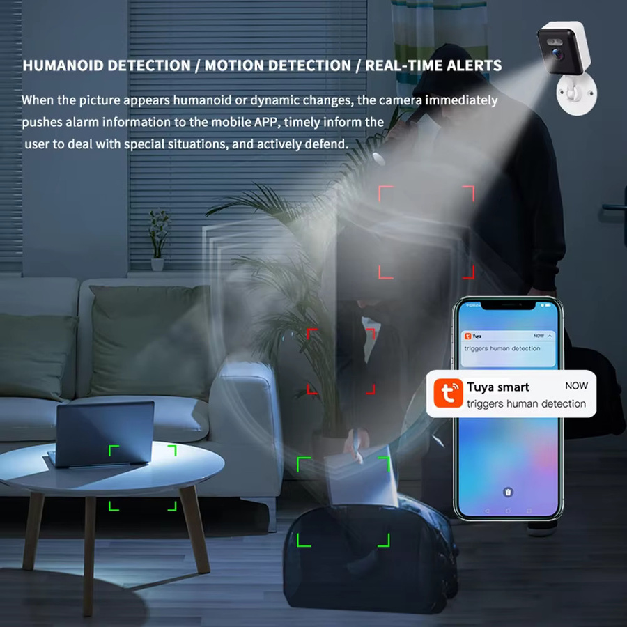 AHCVBIVN Mini WLAN-Kamera mit 5MP HD-Videoüberwachung, kabellose IP-Kamera für Innenräume mit Bewegungserkennung und App-Steuerung via Tuya für dein Smart Home oder als Babymonitor - Bild 2