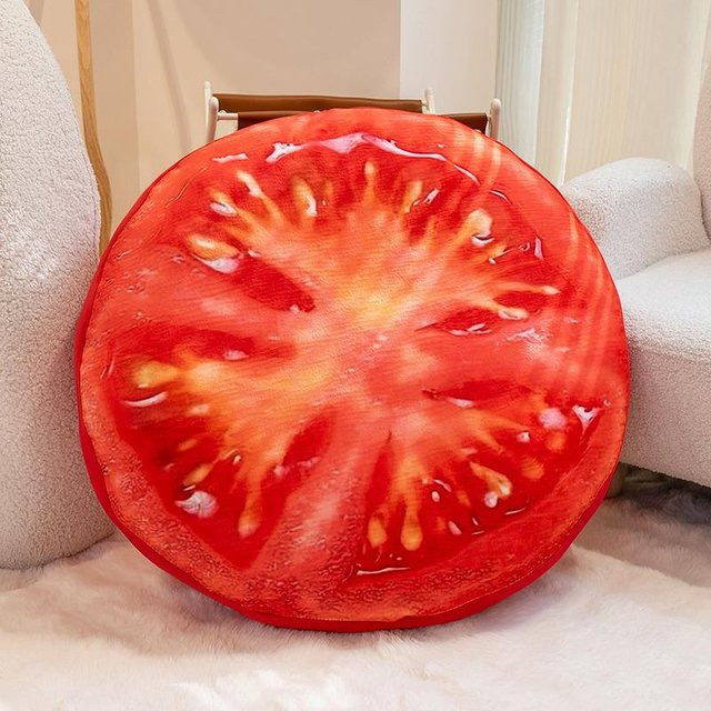 Rundes Plüschkissen in Fruchtform für Kinder, rot, Durchmesser: 20 cm - Bild 1