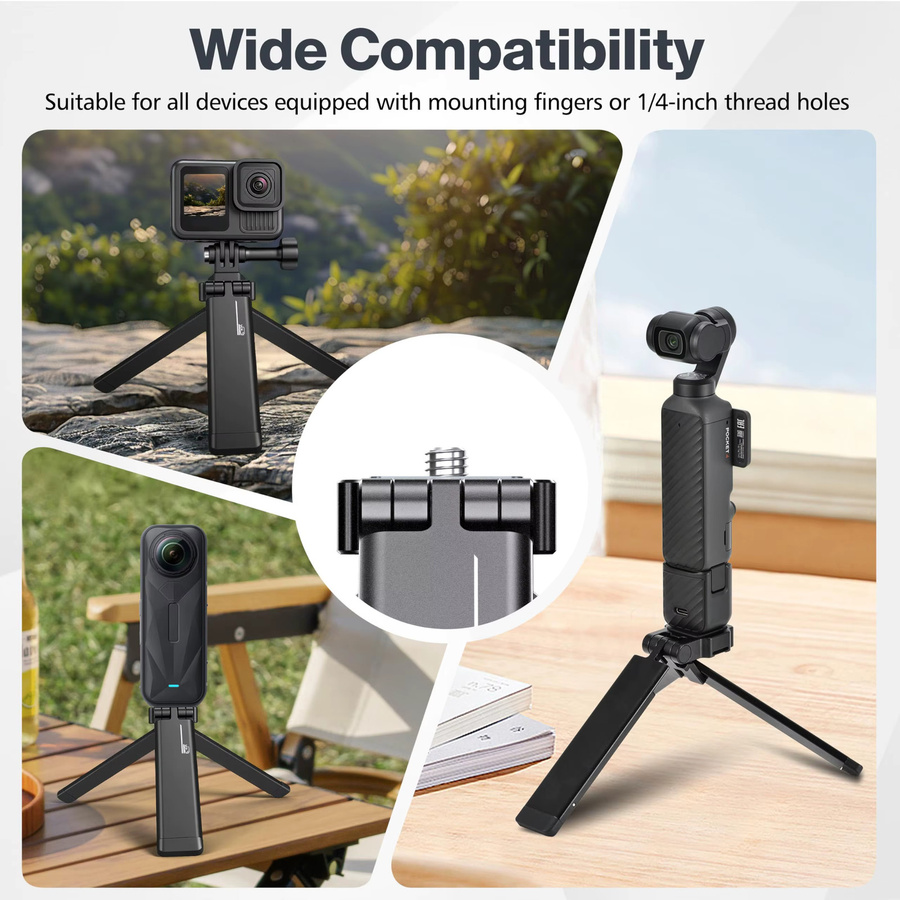 Magnetische Mini-Stativhalterung in Schwarz für DJI Pocket, Osmo Action und GoPro als Zubehör für Selfie-Stick und Griff - Bild 6