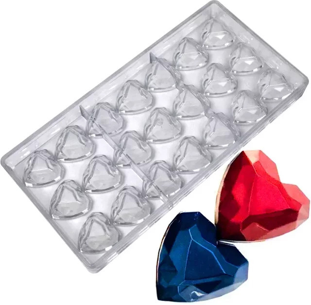 ALICAKE Diamant-Herz-Schokoladenformen aus transparentem Polycarbonat für Gebäck und Süßwaren - Bild 1