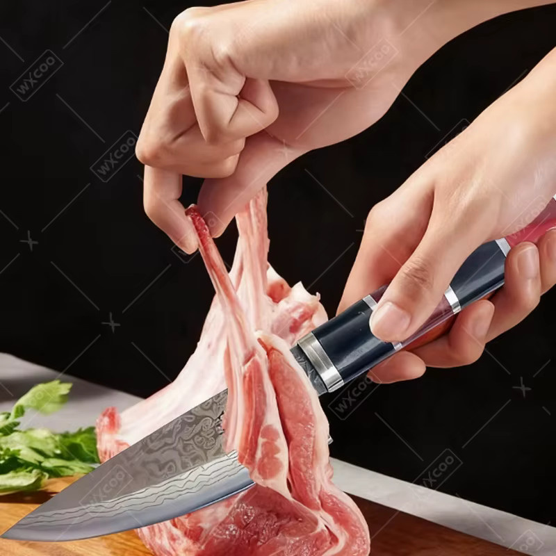 WXCOO Handgefertigtes Schmiedemesser aus Edelstahl mit Holzgriff und Schutzhülle als multifunktionales Ausbeinmesser zum Fleischschneiden - Bild 3