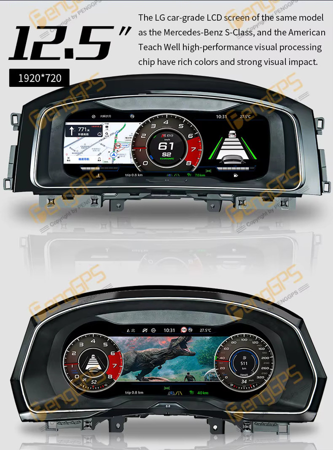 PENGGPS Android Multimedia Player mit LCD Dash Board und GPS für Volkswagen Golf 7 (2013-2020), Schwarz - Bild 3