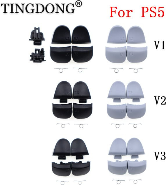 TingDong Trigger Tasten Set für PS5 V1.0 V2.0 V3.0 BDM-010 BDM-020 BDM-030 mit Feder in Schwarz und Weiß - Bild 1
