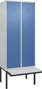 C+P Spind Classic PLUS Garderobenschrank mit Sitzbank, 2 Abteile, Lichtgrau, B/T/H: 212 x 80 x 81,5 cm - Bild 1