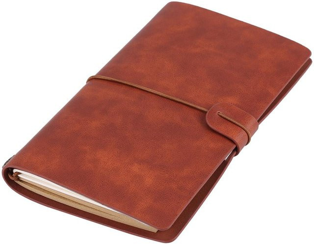GoolRC Reisetagebuch aus PU-Leder in Dunkelbraun mit Hardcover und elastischem Verschluss - Bild 1