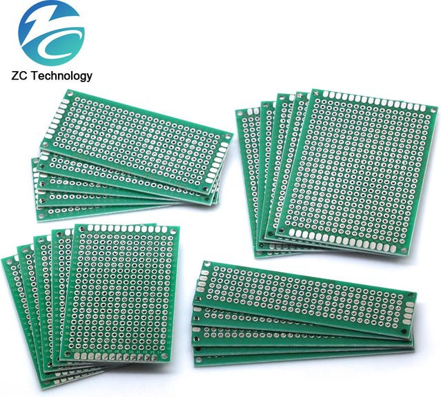 20er Set Universal Prototyping PCB Breadboard Kit mit beidseitig bedruckter Schaltung in Grün, Maße: 2 x 8 cm, 3 x 7 cm, 4 x 6 cm und 5 x 7 cm - Bild 1
