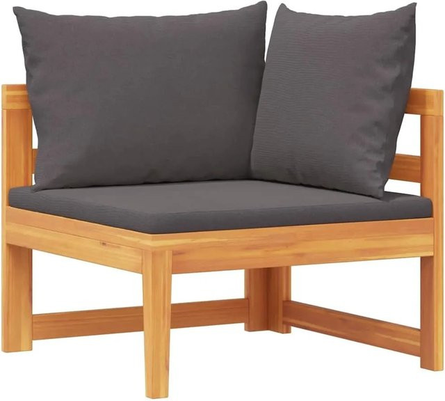 vidaXL Ecksofa aus massivem Akazienholz mit grauen Polstern aus Polyester - Bild 1