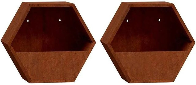 vidaXL Wand-Blumenkasten aus Cortenstahl in Braun, 2 Stück, B: 30 cm, T: 10 cm, H: 25 cm - Bild 1