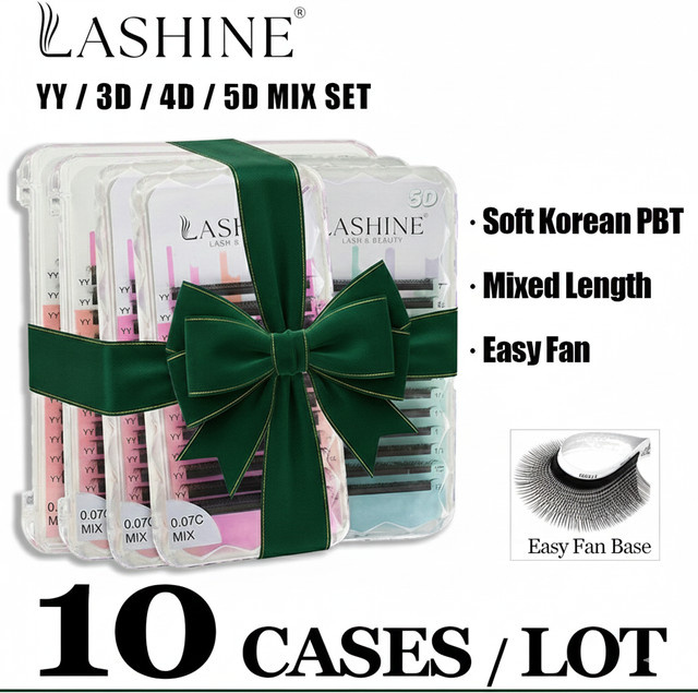 LASHINE Volumen-Wimpern, 10er-Pack, Black, C/D Curl, PBT - Bild 1