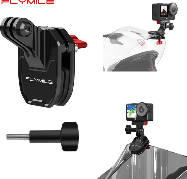 Flymile Motorrad-Windschutzscheiben-Kamerahalterung in Schwarz für DJI Action, Insta360 und GoPro zur POV-Videoaufnahme - Bild 1