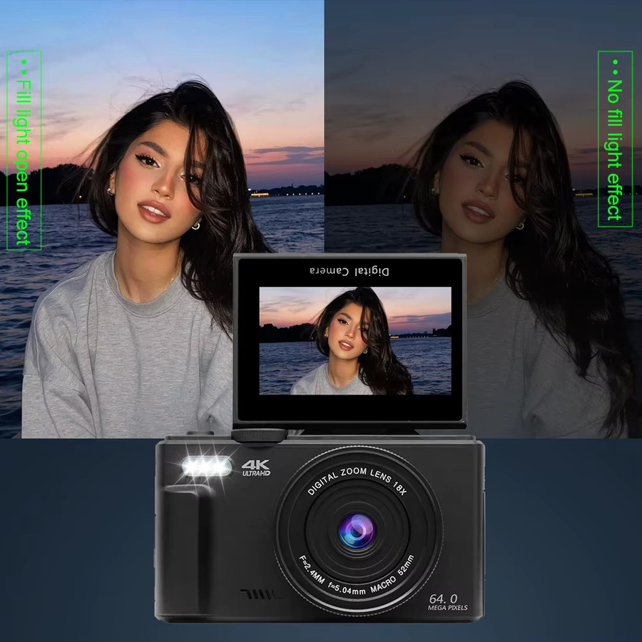 Magecam Kompakte digitale Fotokamera in Schwarz mit 64 MP, 4K Video, 18X Digitalzoom, WiFi und 180 Grad Flip-Screen - Bild 2