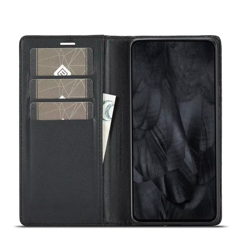 Business Leder Schutzhülle mit Carbon Fiber Textur und Kartenhalter für Google Pixel 10 9 8 7 6 Pro XL, Schwarz - Bild 3