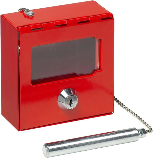 BASI Notschlüsselkasten NK 215H aus Stahl in Rot, verschiedenschließend mit Glasbrecher - Bild 1