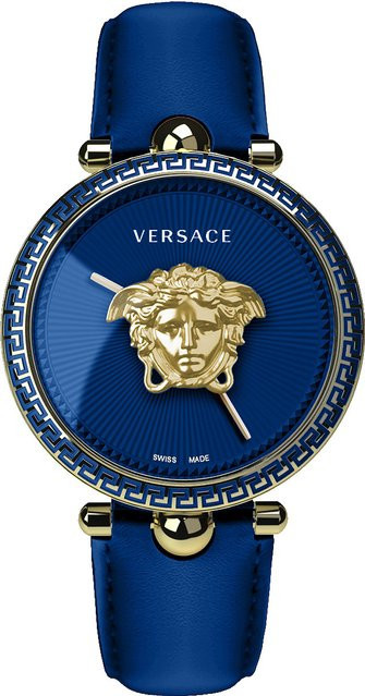 Versace Analoguhr, Quarz, Edelstahl, 39 mm, Leder, Blau, Unisex - Bild 1