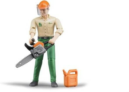 Bruder bworld Forstarbeiter mit Zubehör Spielfigur grün/beige - Bild 1