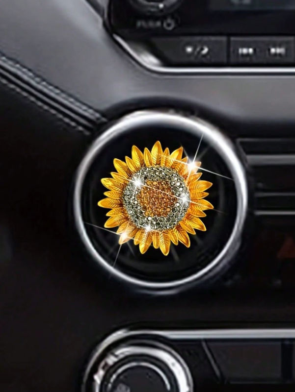 CHEGES Sonnenblumen Fahrzeug Duft Lufterfrischer mit floralem Aroma, Gelb, Kunstharz - Bild 2