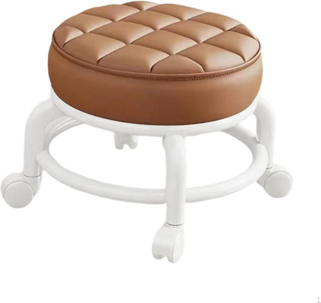 Closet of Beauty Rollhocker 360 Grad drehbar in Kaffeebraun mit Rollen und Kunstlederbezug - Bild 1