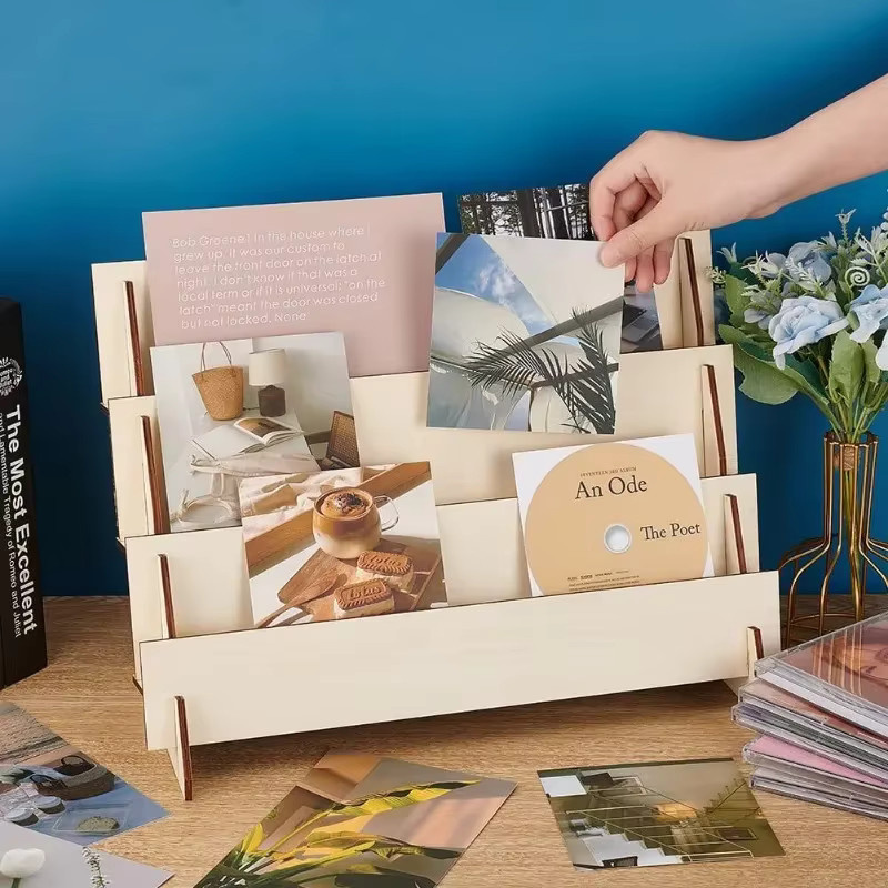 Grußkarten Display Stand aus Holz mit 3 Ebenen als Organizer für Grußkarten und Aufkleber - Bild 3