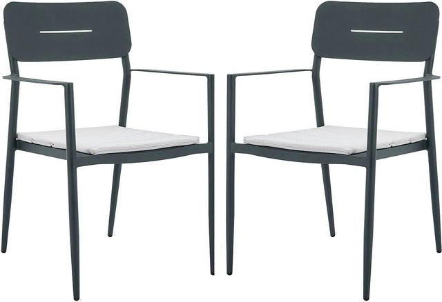 Gartenstuhl Lottys von Vente-unique in Anthrazitgrau aus Aluminium, stapelbar - Bild 1