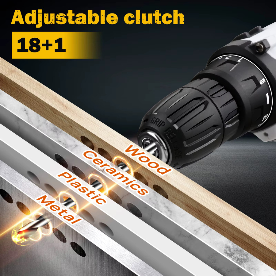 Kompakter Akku-Elektroschrauber und Handbohrer-Set mit 16,8V, 45 N.m Drehmoment, LED-Licht und 1,5Ah Akku inklusive Plastikbox - Bild 4