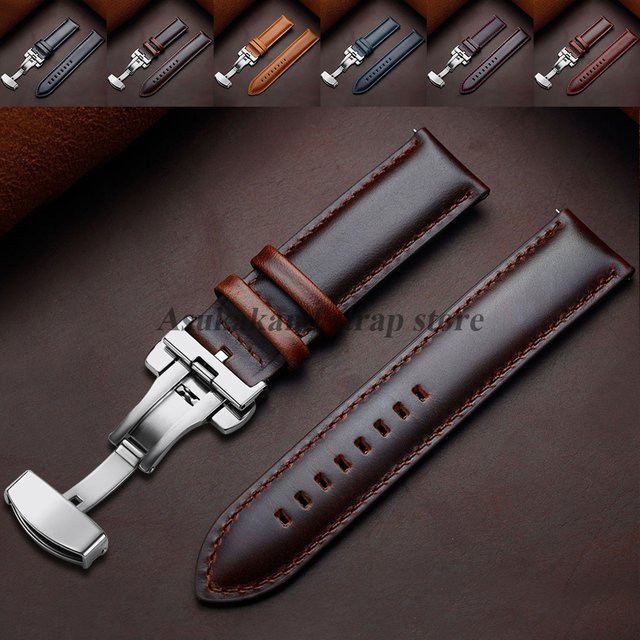 Uhrenarmband Leder, Schwarzbraun, Herren, Vintage - Bild 1