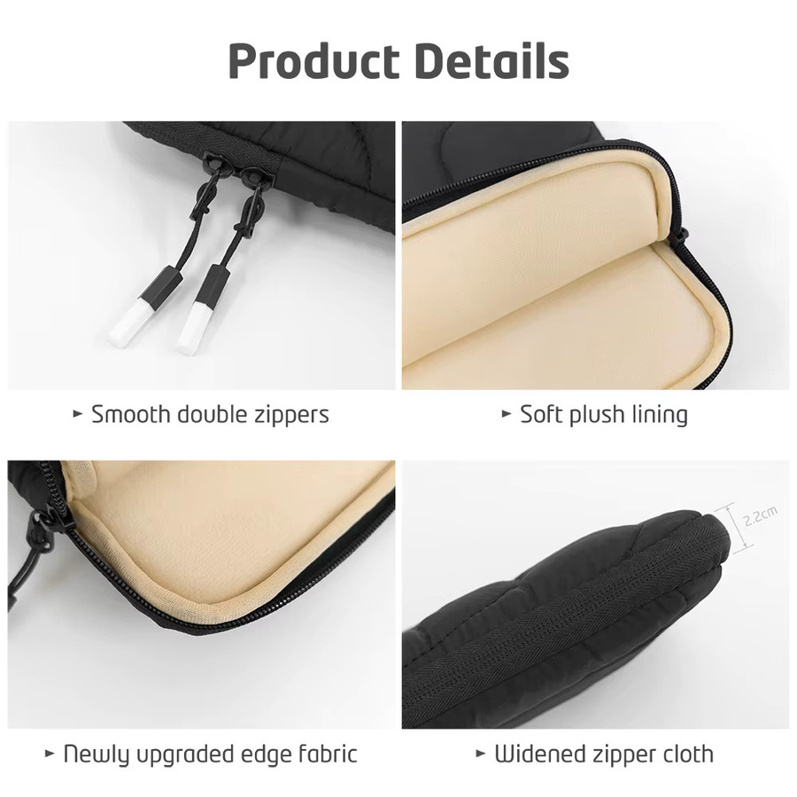 BOKEN Laptop-Schutzhülle für MacBook Air Pro, Dell, HP, Lenovo und andere Notebooks sowie Tablet-Tasche für iPad und Xiaomi, Farbe: Schwarz - Bild 3