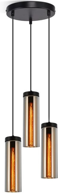 NETTLIFE Retro Pendelleuchte 3-flammig aus Glas und Metall in Schwarz, höhenverstellbar, E27 - Bild 1