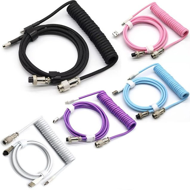 Mrgabwte Mechanisches Tastatur-Spiralkabel Aviator-Kabel USB-C auf USB-A in Grün - Bild 1