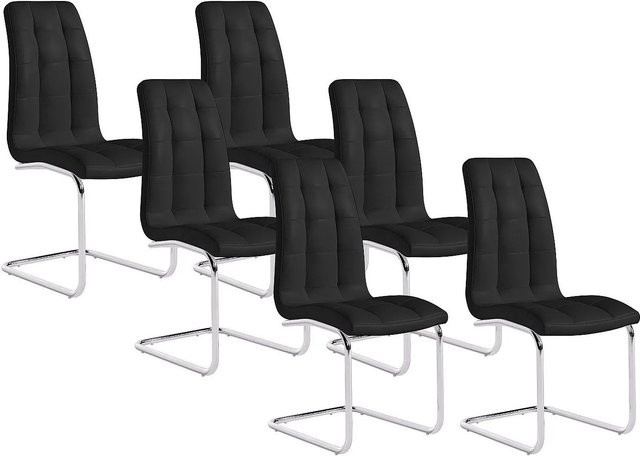 Vente-unique Stuhl Nadya in Schwarz mit Kunstleder und verchromtem Metallgestell, Sitzbreite: 43 cm - Bild 1